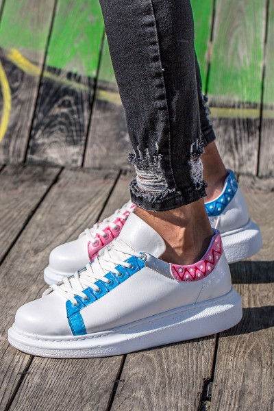 CH254 - CBT Pittura Erkek Ayakkabı 420 MAVI-PEMBE ISLEME