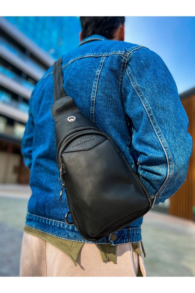 CNT008 - Cilt Deri Erkek Omuz Çantası SIYAH