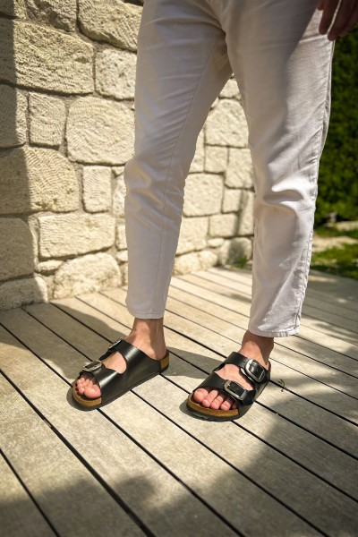 TRL001 - Chekich Deri Terlik SIYAH