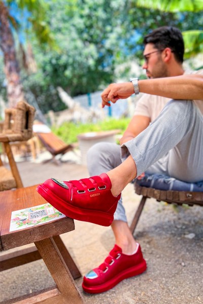 CH251 - CRT Mirror Erkek Ayakkabı KIRMIZI