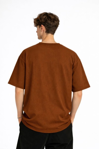 Blurry - Oversize Erkek Tişört KAHVE