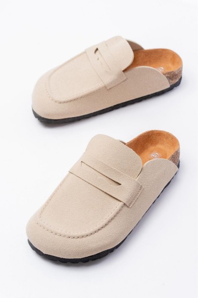 LUVRA Bağcıksız Hakiki Süet Deri Kadın Günlük Mantar Taban Loafer Klasik Ayakkabı HDMT - Krem LUVRA Bağcıksız Hakiki Süet Deri Kadın Günlük Mantar Taban Loafer Klasik Ayakkabı HDMT - Krem