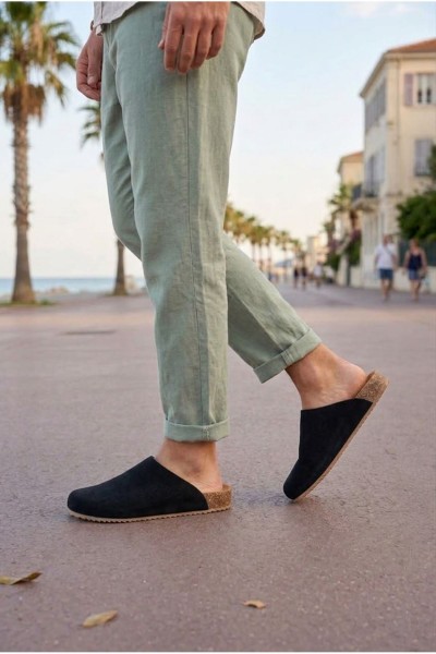 JY0556 Ravn Bağcıksız Hakiki Süet Deri Erkek Günlük Mantar Taban Loafer Klasik Ayakkabı HDMT - Siyah JY0556 Ravn Bağcıksız Hakiki Süet Deri Erkek Günlük Mantar Taban Loafer Klasik Ayakkabı HDMT - Siyah