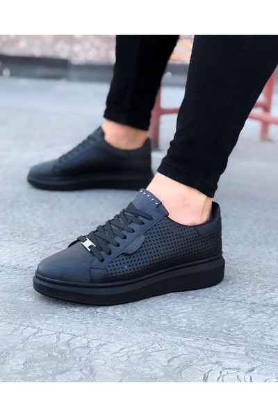 JY01 Bront Bağcıklı Cilt Delikli Erkek Günlük Sneaker Ayakkabı CST Siyah JY01 Bront Bağcıklı Cilt Delikli Erkek Günlük Sneaker Ayakkabı CST Siyah