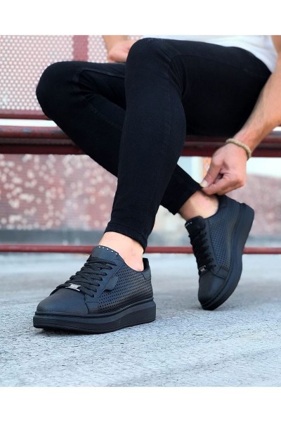 JY01 Bront Bağcıklı Cilt Delikli Erkek Günlük Sneaker Ayakkabı CST Siyah JY01 Bront Bağcıklı Cilt Delikli Erkek Günlük Sneaker Ayakkabı CST Siyah