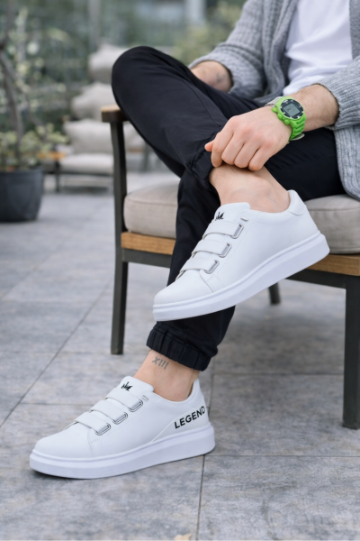 JY029 Mono Bağcıksız 3 Bantlı Lastikli Legend Cilt Erkek Günlük Sneaker Ayakkabı CBT - Beyaz JY029 Mono Bağcıksız 3 Bantlı Lastikli Legend Cilt Erkek Günlük Sneaker Ayakkabı CBT - Beyaz