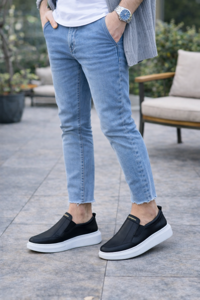 JY049 Ease Bağcıksız Erkek Günlük Cilt Spor Sneaker Ayakkabı CBT - Siyah JY049 Ease Bağcıksız Erkek Günlük Cilt Spor Sneaker Ayakkabı CBT - Siyah