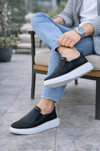 JY049 Ease Bağcıksız Erkek Günlük Cilt Spor Sneaker Ayakkabı CBT - Siyah JY049 Ease Bağcıksız Erkek Günlük Cilt Spor Sneaker Ayakkabı CBT - Siyah