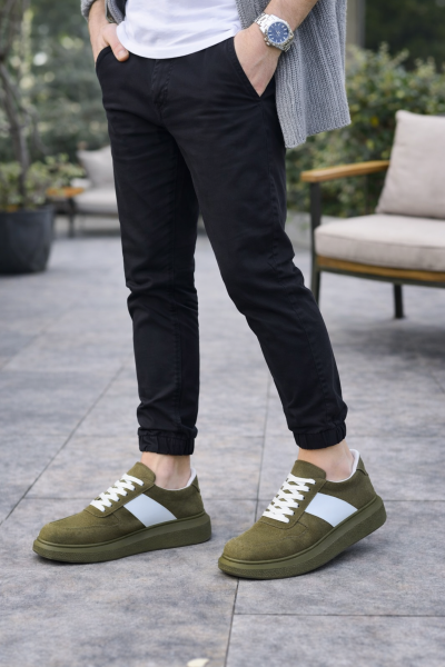 JY011 Line Erkek Günlük Bağcıklı Süet Spor Sneaker Ayakkabı SHT - Haki/Beyaz JY011 Line Erkek Günlük Bağcıklı Süet Spor Sneaker Ayakkabı SHT - Haki/Beyaz