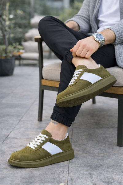JY011 Line Erkek Günlük Bağcıklı Süet Spor Sneaker Ayakkabı SHT - Haki/Beyaz JY011 Line Erkek Günlük Bağcıklı Süet Spor Sneaker Ayakkabı SHT - Haki/Beyaz