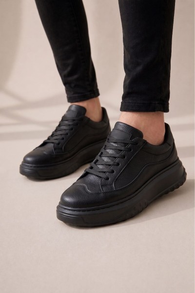 JY507 Dara Bağcıklı Cilt Erkek Günlük Sneaker Ayakkabı CST Siyah JY507 Dara Bağcıklı Cilt Erkek Günlük Sneaker Ayakkabı CST Siyah