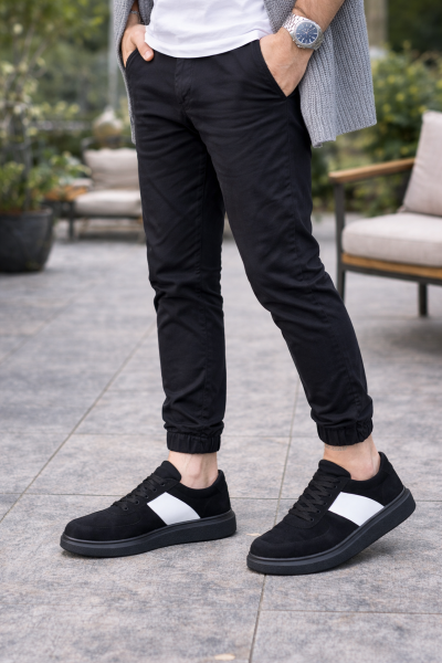 JY011 Line Erkek Günlük Bağcıklı Süet Spor Sneaker Ayakkabı SST - Siyah/Beyaz JY011 Line Erkek Günlük Bağcıklı Süet Spor Sneaker Ayakkabı SST - Siyah/Beyaz
