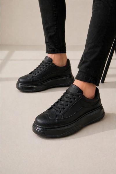 JY507 Dara Bağcıklı Cilt Erkek Günlük Sneaker Ayakkabı CST Siyah JY507 Dara Bağcıklı Cilt Erkek Günlük Sneaker Ayakkabı CST Siyah