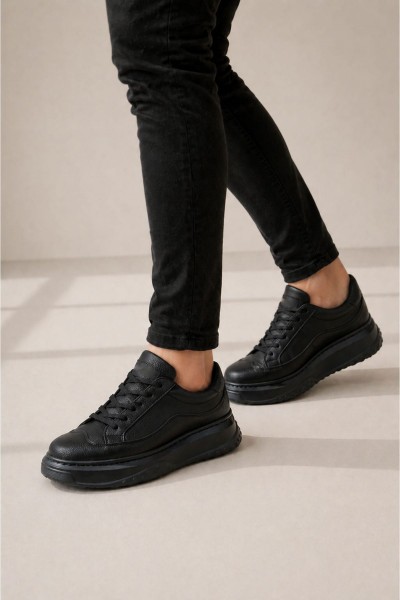 JY507 Dara Bağcıklı Cilt Erkek Günlük Sneaker Ayakkabı CST Siyah JY507 Dara Bağcıklı Cilt Erkek Günlük Sneaker Ayakkabı CST Siyah