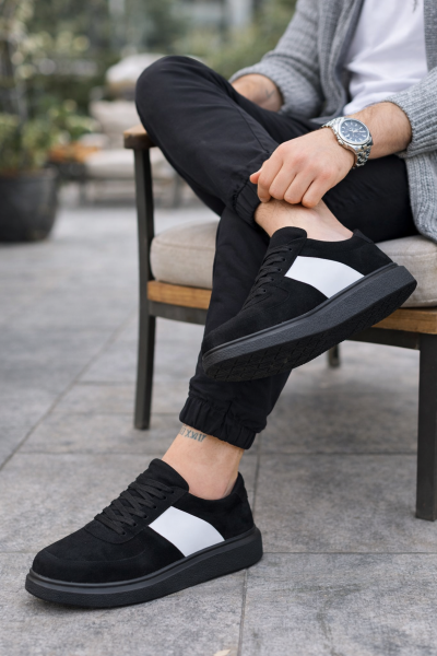 JY011 Line Erkek Günlük Bağcıklı Süet Spor Sneaker Ayakkabı SST - Siyah/Beyaz JY011 Line Erkek Günlük Bağcıklı Süet Spor Sneaker Ayakkabı SST - Siyah/Beyaz