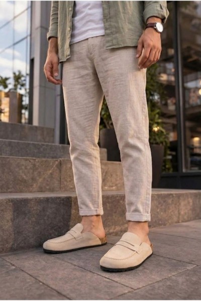JY0456 Rayn Bağcıksız Hakiki Süet Deri Erkek Günlük Mantar Taban Loafer Klasik Ayakkabı HDMT - Krem JY0456 Rayn Bağcıksız Hakiki Süet Deri Erkek Günlük Mantar Taban Loafer Klasik Ayakkabı HDMT - Krem