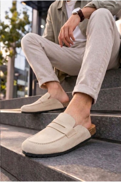 JY0456 Rayn Bağcıksız Hakiki Süet Deri Erkek Günlük Mantar Taban Loafer Klasik Ayakkabı HDMT - Krem JY0456 Rayn Bağcıksız Hakiki Süet Deri Erkek Günlük Mantar Taban Loafer Klasik Ayakkabı HDMT - Krem