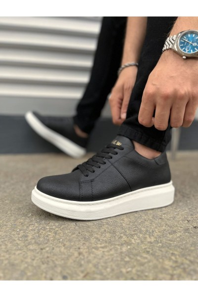 JY151 Boost Bağcıklı Cilt Erkek Günlük Sneaker Ayakkabı CBT - Siyah JY151 Boost Bağcıklı Cilt Erkek Günlük Sneaker Ayakkabı CBT - Siyah