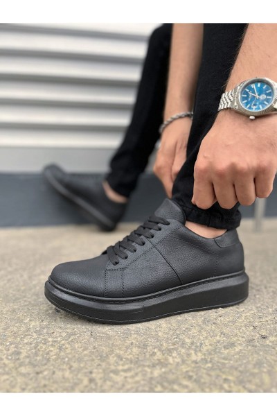 JY151 Boost Bağcıklı Cilt Erkek Günlük Sneaker Ayakkabı CST - Siyah JY151 Boost Bağcıklı Cilt Erkek Günlük Sneaker Ayakkabı CST - Siyah