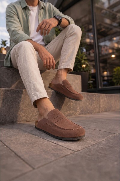 JY0456 Rayn Bağcıksız Hakiki Süet Deri Erkek Günlük Mantar Taban Loafer Klasik Ayakkabı HDMT - Kahve JY0456 Rayn Bağcıksız Hakiki Süet Deri Erkek Günlük Mantar Taban Loafer Klasik Ayakkabı HDMT - Kahve