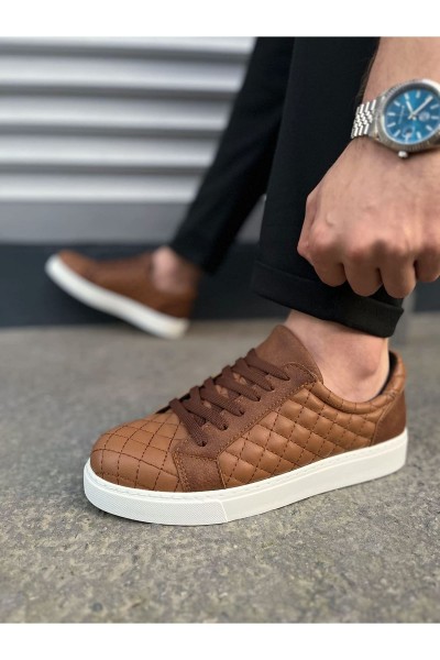 JY166 Prestige Bağcıklı Cilt Kapitone Desenli Erkek Günlük Sneaker Ayakkabı CBT - Taba JY166 Prestige Bağcıklı Cilt Kapitone Desenli Erkek Günlük Sneaker Ayakkabı CBT - Taba