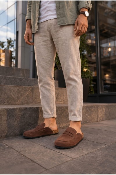 JY0456 Rayn Bağcıksız Hakiki Süet Deri Erkek Günlük Mantar Taban Loafer Klasik Ayakkabı HDMT - Kahve JY0456 Rayn Bağcıksız Hakiki Süet Deri Erkek Günlük Mantar Taban Loafer Klasik Ayakkabı HDMT - Kahve