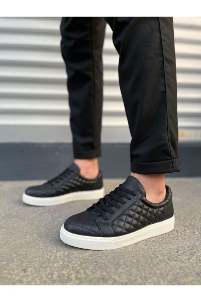 JY166 Prestige Bağcıklı Cilt Kapitone Desenli Erkek Günlük Sneaker Ayakkabı CBT - Siyah JY166 Prestige Bağcıklı Cilt Kapitone Desenli Erkek Günlük Sneaker Ayakkabı CBT - Siyah
