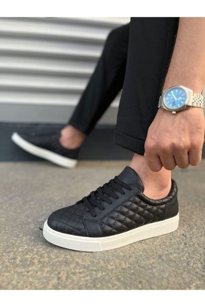 JY166 Prestige Bağcıklı Cilt Kapitone Desenli Erkek Günlük Sneaker Ayakkabı CBT - Siyah JY166 Prestige Bağcıklı Cilt Kapitone Desenli Erkek Günlük Sneaker Ayakkabı CBT - Siyah