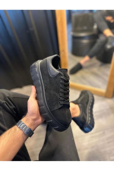 JY144 Volt Bağcıklı Süet Erkek Günlük Sneaker Yüksek Taban Ayakkabı SST Siyah JY144 Volt Bağcıklı Süet Erkek Günlük Sneaker Yüksek Taban Ayakkabı SST Siyah