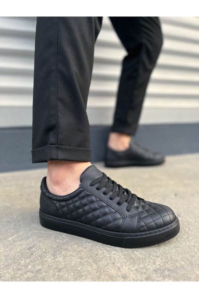 JY166 Prestige Bağcıklı Cilt Kapitone Desenli Erkek Günlük Sneaker Ayakkabı CST - Siyah JY166 Prestige Bağcıklı Cilt Kapitone Desenli Erkek Günlük Sneaker Ayakkabı CST - Siyah