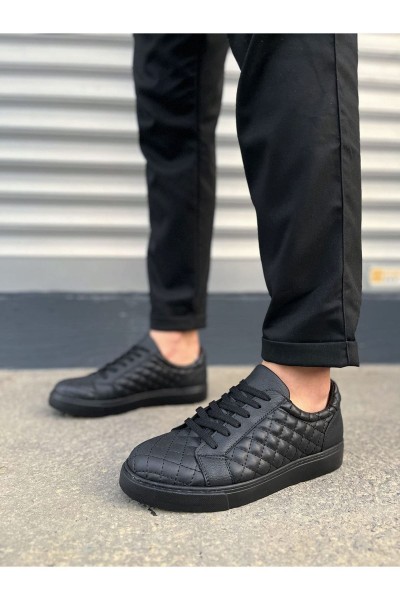 JY166 Prestige Bağcıklı Cilt Kapitone Desenli Erkek Günlük Sneaker Ayakkabı CST - Siyah JY166 Prestige Bağcıklı Cilt Kapitone Desenli Erkek Günlük Sneaker Ayakkabı CST - Siyah