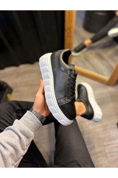 JY144 Volt Bağcıklı Cilt Erkek Günlük Sneaker Yüksek Taban Ayakkabı CBT Siyah JY144 Volt Bağcıklı Cilt Erkek Günlük Sneaker Yüksek Taban Ayakkabı CBT Siyah