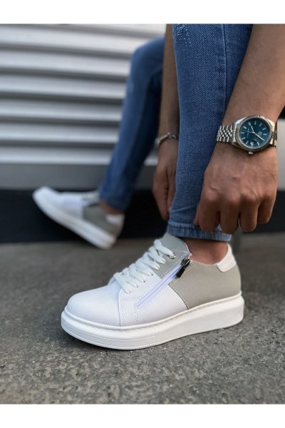 JY155 Warrior Bağcıklı ve Fermuarlı Cilt Süet Erkek Günlük Sneaker Ayakkabı CSBT - Beyaz/Gri JY155 Warrior Bağcıklı ve Fermuarlı Cilt Süet Erkek Günlük Sneaker Ayakkabı CSBT - Beyaz/Gri