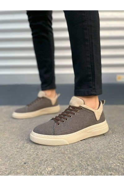JY204 Flex Bağcıklı Keten Kumaş Erkek Günlük Sneaker Ayakkabı KKT - Kahverengi/Krem JY204 Flex Bağcıklı Keten Kumaş Erkek Günlük Sneaker Ayakkabı KKT - Kahverengi/Krem