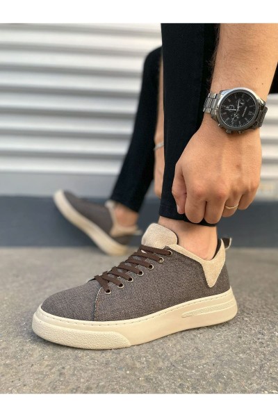 JY204 Flex Bağcıklı Keten Kumaş Erkek Günlük Sneaker Ayakkabı KKT - Kahverengi/Krem JY204 Flex Bağcıklı Keten Kumaş Erkek Günlük Sneaker Ayakkabı KKT - Kahverengi/Krem