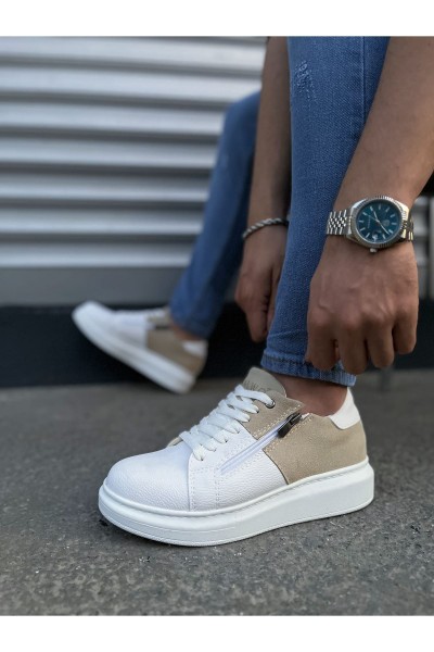 JY155 Warrior Bağcıklı ve Fermuarlı Cilt Süet Erkek Günlük Sneaker Ayakkabı CSBT - Beyaz/Krem JY155 Warrior Bağcıklı ve Fermuarlı Cilt Süet Erkek Günlük Sneaker Ayakkabı CSBT - Beyaz/Krem