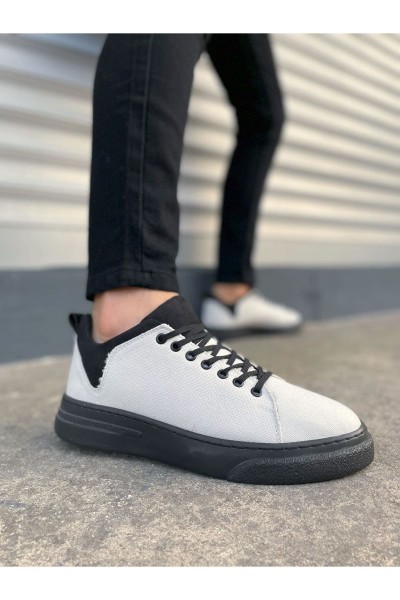 JY204 Flex Bağcıklı Keten Kumaş Erkek Günlük Sneaker Ayakkabı KST - Beyaz/Siyah JY204 Flex Bağcıklı Keten Kumaş Erkek Günlük Sneaker Ayakkabı KST - Beyaz/Siyah