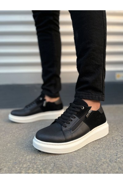 JY155 Warrior Bağcıklı ve Fermuarlı Cilt Süet Erkek Günlük Sneaker Ayakkabı CSBT - Siyah JY155 Warrior Bağcıklı ve Fermuarlı Cilt Süet Erkek Günlük Sneaker Ayakkabı CSBT - Siyah