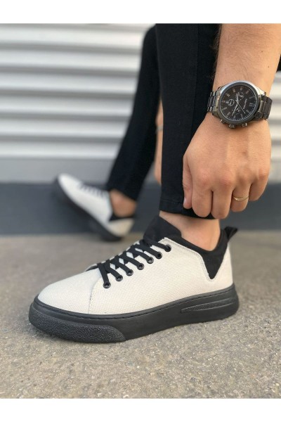 JY204 Flex Bağcıklı Keten Kumaş Erkek Günlük Sneaker Ayakkabı KST - Beyaz/Siyah JY204 Flex Bağcıklı Keten Kumaş Erkek Günlük Sneaker Ayakkabı KST - Beyaz/Siyah