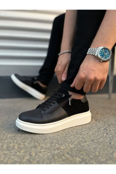JY155 Warrior Bağcıklı ve Fermuarlı Cilt Süet Erkek Günlük Sneaker Ayakkabı CSBT - Siyah JY155 Warrior Bağcıklı ve Fermuarlı Cilt Süet Erkek Günlük Sneaker Ayakkabı CSBT - Siyah