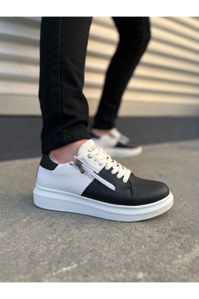 JY155 Warrior Bağcıklı ve Fermuarlı Cilt Erkek Günlük Sneaker Ayakkabı CBT - Beyaz/Siyah JY155 Warrior Bağcıklı ve Fermuarlı Cilt Erkek Günlük Sneaker Ayakkabı CBT - Beyaz/Siyah