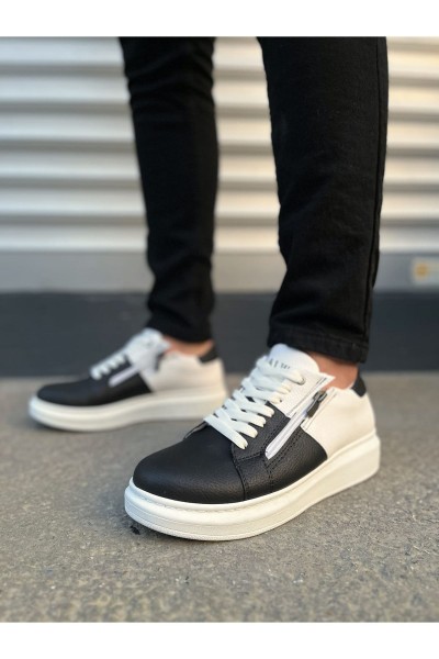 JY155 Warrior Bağcıklı ve Fermuarlı Cilt Erkek Günlük Sneaker Ayakkabı CBT - Beyaz/Siyah JY155 Warrior Bağcıklı ve Fermuarlı Cilt Erkek Günlük Sneaker Ayakkabı CBT - Beyaz/Siyah