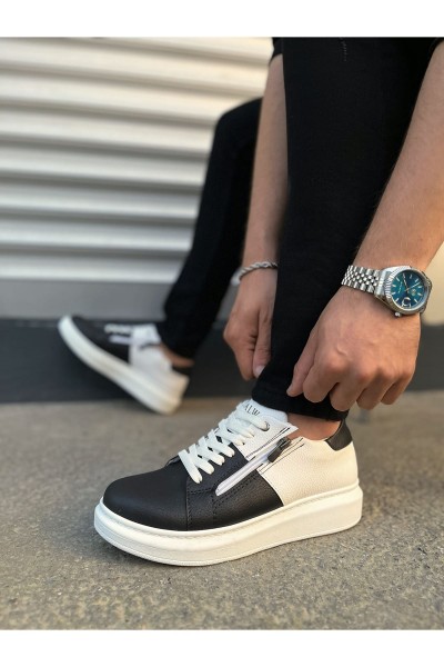 JY155 Warrior Bağcıklı ve Fermuarlı Cilt Erkek Günlük Sneaker Ayakkabı CBT - Beyaz/Siyah JY155 Warrior Bağcıklı ve Fermuarlı Cilt Erkek Günlük Sneaker Ayakkabı CBT - Beyaz/Siyah