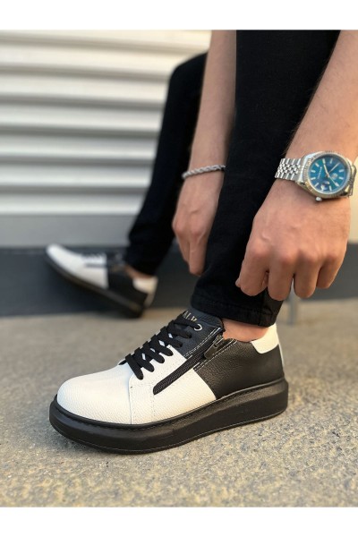JY155 Warrior Bağcıklı ve Fermuarlı Cilt Erkek Günlük Sneaker Ayakkabı CST - Siyah/Beyaz JY155 Warrior Bağcıklı ve Fermuarlı Cilt Erkek Günlük Sneaker Ayakkabı CST - Siyah/Beyaz