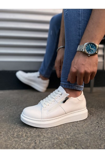 JY155 Warrior Bağcıklı ve Fermuarlı Cilt Erkek Günlük Sneaker Ayakkabı CBT - Beyaz JY155 Warrior Bağcıklı ve Fermuarlı Cilt Erkek Günlük Sneaker Ayakkabı CBT - Beyaz