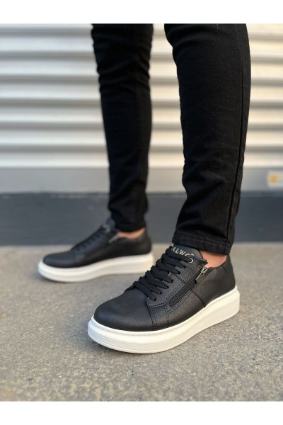 JY155 Warrior Bağcıklı ve Fermuarlı Cilt Erkek Günlük Sneaker Ayakkabı CBT - Siyah JY155 Warrior Bağcıklı ve Fermuarlı Cilt Erkek Günlük Sneaker Ayakkabı CBT - Siyah