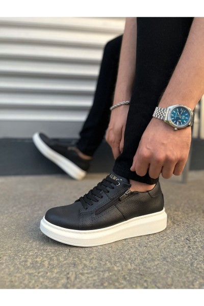 JY155 Warrior Bağcıklı ve Fermuarlı Cilt Erkek Günlük Sneaker Ayakkabı CBT - Siyah JY155 Warrior Bağcıklı ve Fermuarlı Cilt Erkek Günlük Sneaker Ayakkabı CBT - Siyah