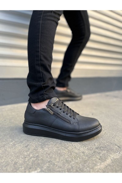 JY155 Warrior Bağcıklı ve Fermuarlı Cilt Erkek Günlük Sneaker Ayakkabı CST - Siyah JY155 Warrior Bağcıklı ve Fermuarlı Cilt Erkek Günlük Sneaker Ayakkabı CST - Siyah