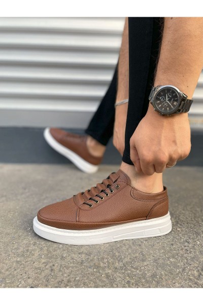 JY0535 Prime Bağcıklı Cilt Erkek Günlük Sneaker Ayakkabı CBT - Taba