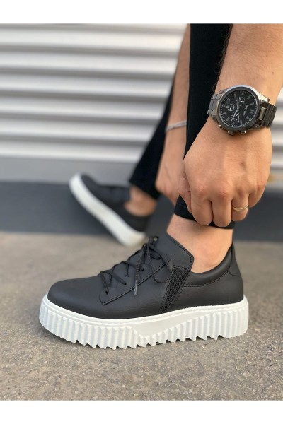 JY502 Bold Bağcıklı Cilt Erkek Günlük Sneaker Ayakkabı CBT - Siyah JY502 Bold Bağcıklı Cilt Erkek Günlük Sneaker Ayakkabı CBT - Siyah